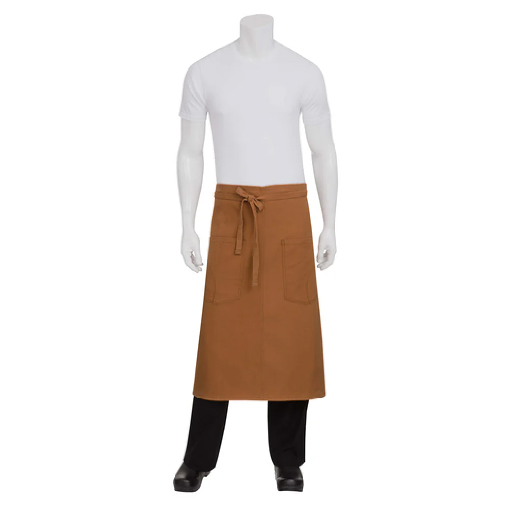 Chef Works ALWKV023NTM0 31 Inch Waist Apron with Towel Loop Brown Cotton