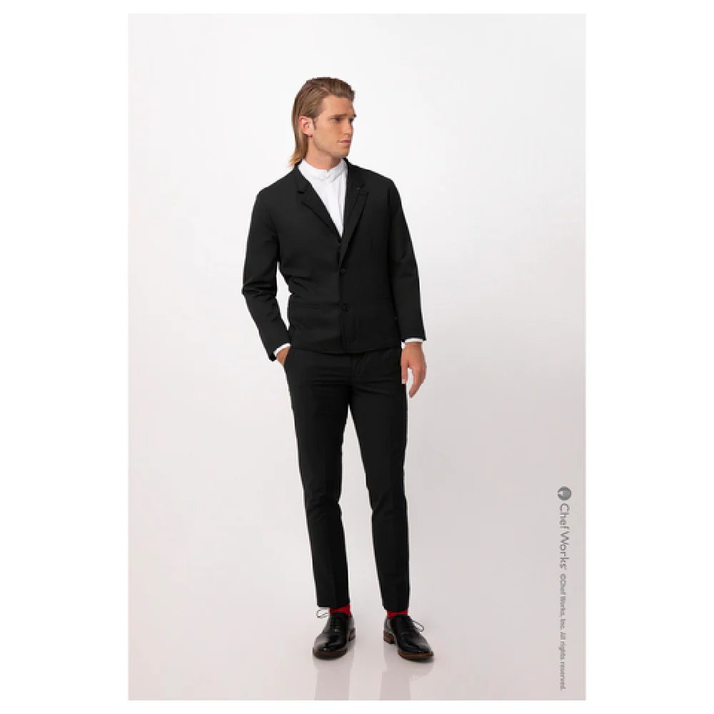 Chef Works CQZ01-BBK-4XL Chef's Coat Long Sleeve Banded Collar Black Chef Works CQZ01-BBK-4XL Chef's Coat Long Sleeve Banded Collar Black