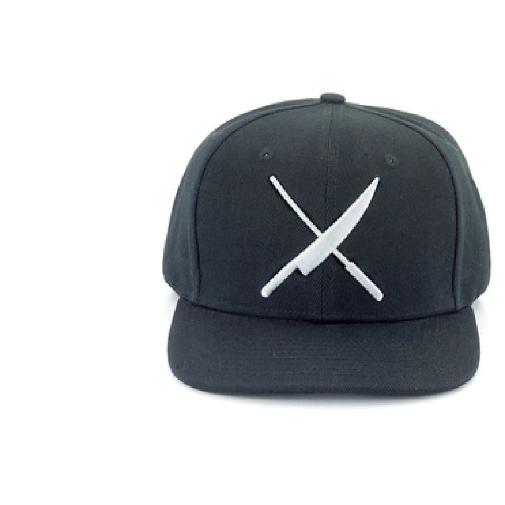 Mercer Culinary M60132BKW Chef's Hat Black Cotton Snap Back Cap with Vent Holes