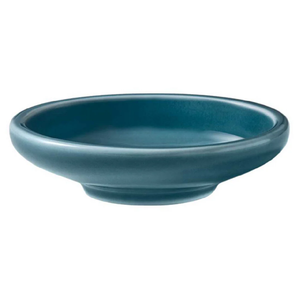 Libbey 9251309E 1.7 Oz Round Deep Coupe Plate Porcelain Petrol Blue