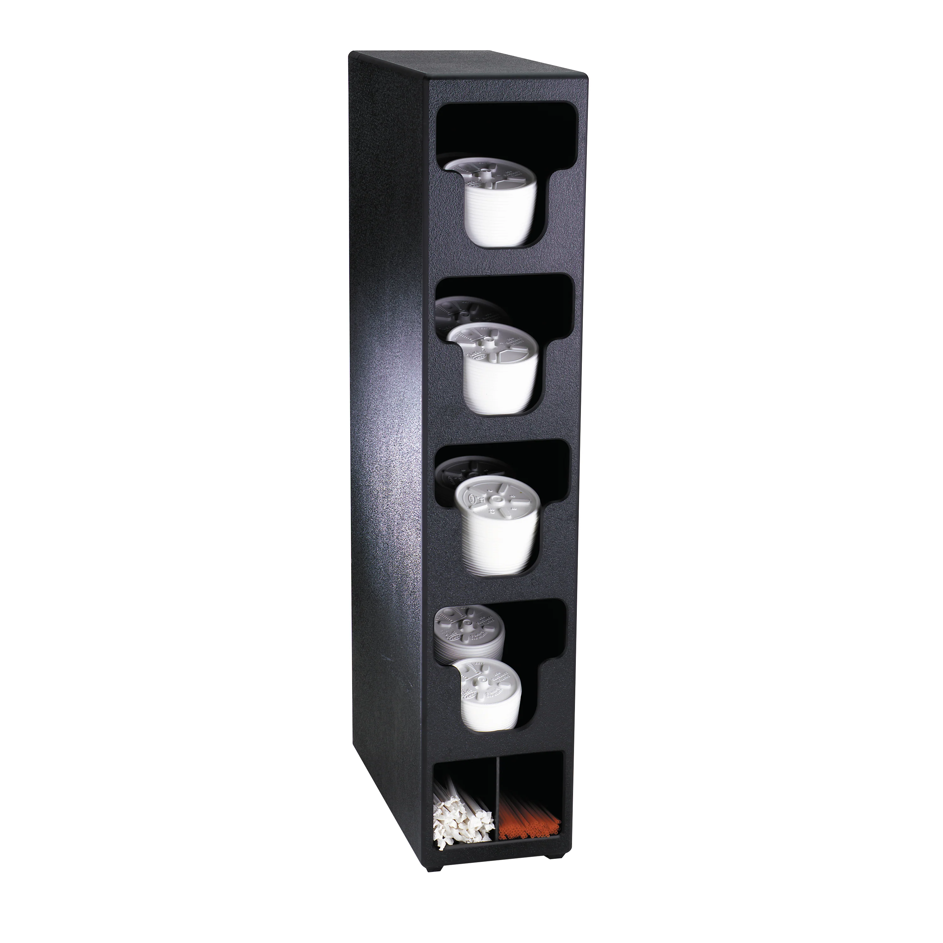 Dispense Rite TLO-4BT 6-1/2 Inch Lid and Straw Organizer Black Polystyrene