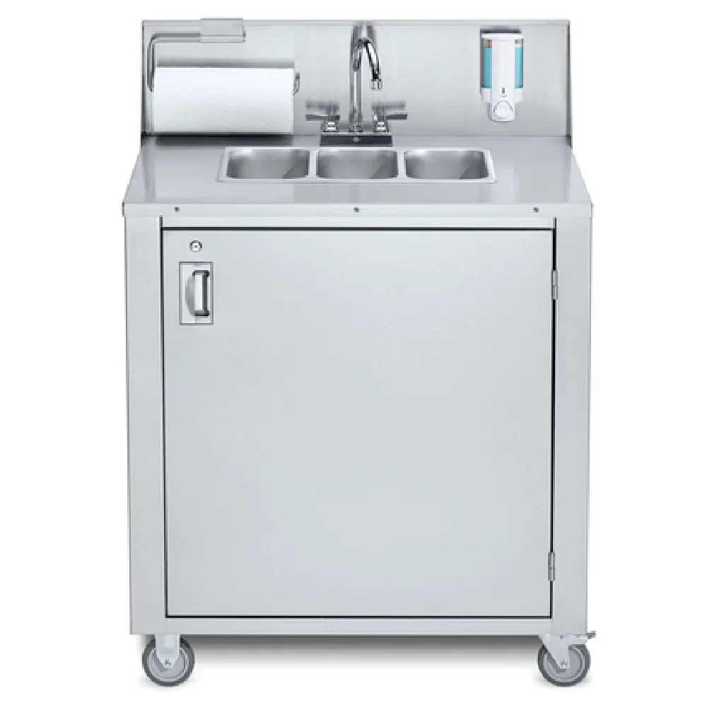 Crown Verity CV-PHS-3 34 Inch Portable Stainless Steel Sink with Hot and Cold Water