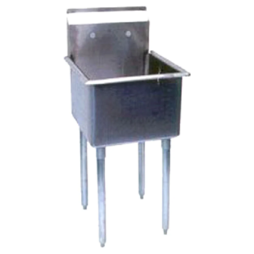 Turbo Air TSB-1-N 24 Inch Prep Sink 16 Gauge Stainless Steel Bowl with Backsplash