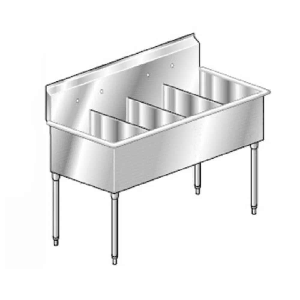 AERO Manufacturing 4S4-2116 64 Inch Economy Sink Four Compartment Stainless Steel with Drain