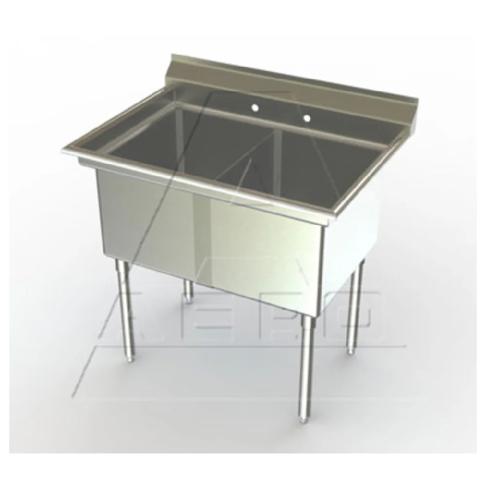 AERO Manufacturing XF2-2116 21 Inch Sink Galvanized Two Compartment No Drainboard