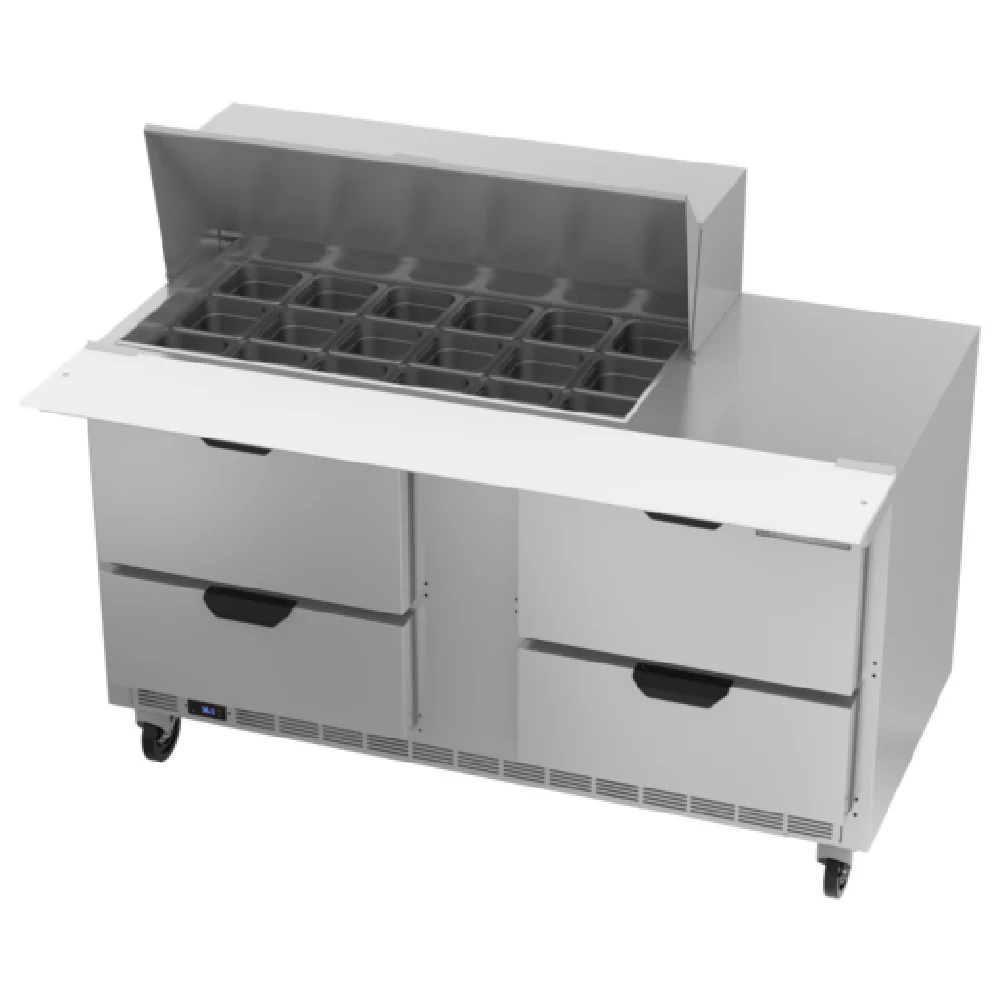 Beverage Air SPED60HC-18M-4 60 Inch Mega Top Refrigerated Counter 16 Cubic Feet with 4 Drawers Beverage Air SPED60HC-18M-4 60 Inch Mega Top Refrigerated Counter 16 Cubic Feet with 4 Drawers