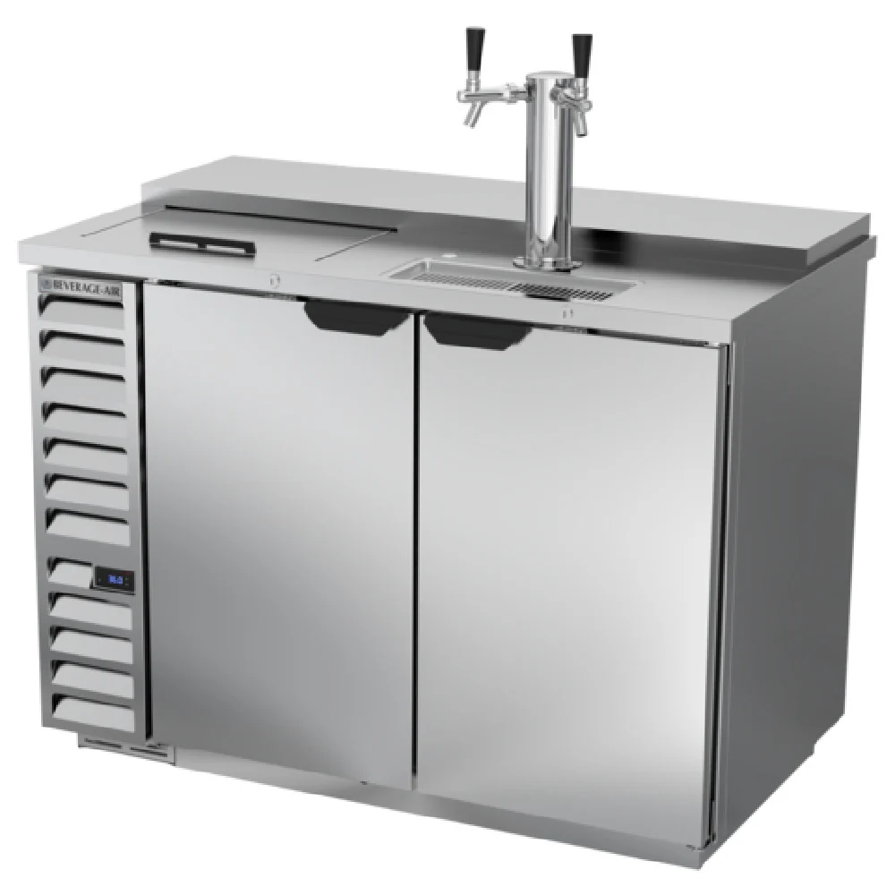 Beverage Air DD50HC-1-C-S 50-1/2 Inch Draft Beer Cooler Club Top Stainless Steel 2 Doors with Dual Faucet Tower