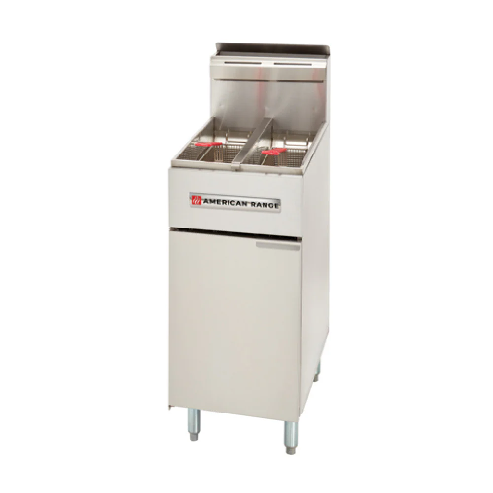 American Range AF-25/25_LP 15 Inch Dual Pot Deep Gas Fryer with Baskets 160000 BTU American Range AF-25/25_LP 15 Inch Dual Pot Deep Gas Fryer with Baskets 160000 BTU