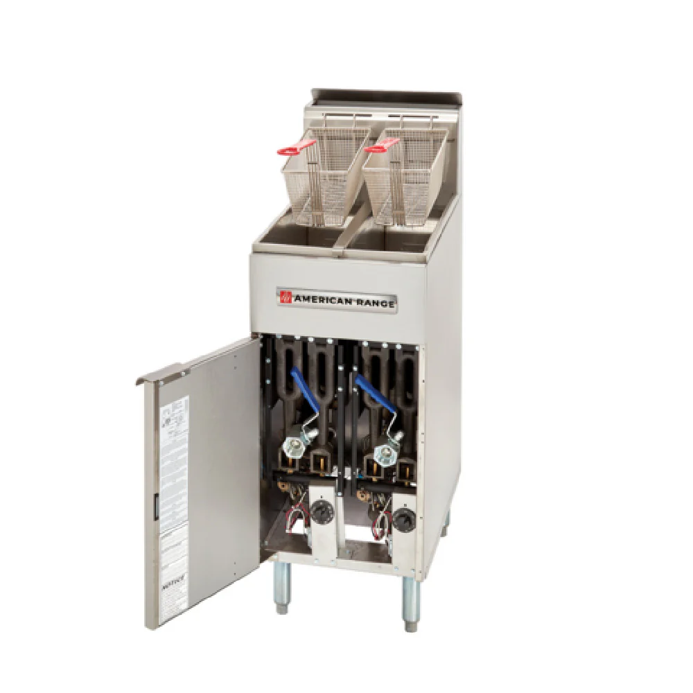 American Range AF-25/25_LP 15 Inch Dual Pot Deep Gas Fryer with Baskets 160000 BTU American Range AF-25/25_LP 15 Inch Dual Pot Deep Gas Fryer with Baskets 160000 BTU