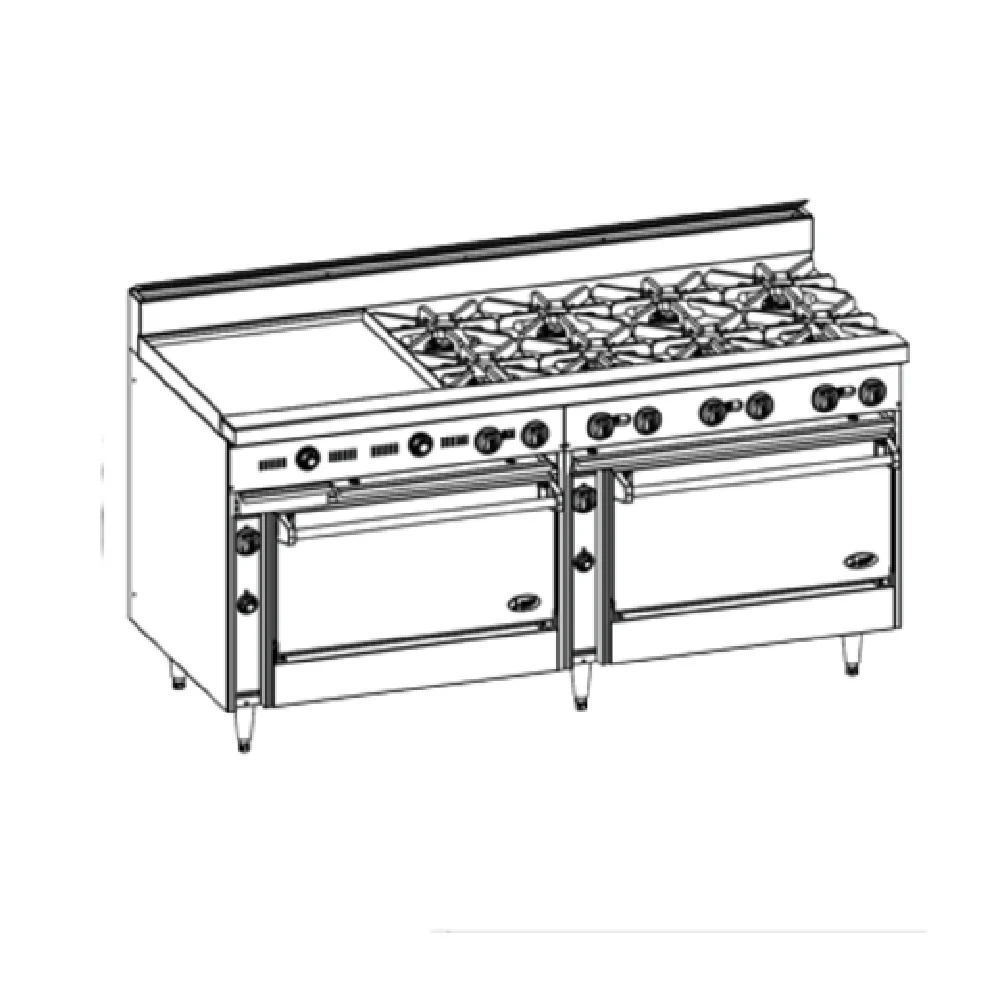 Jade Range JBR-24G-8-3636C_LP 72 Inch Gas Bistro Restaurant Range with 8 Burners 240000 BTU Jade Range JBR-24G-8-3636C_LP 72 Inch Gas Bistro Restaurant Range with 8 Burners 240000 BTU