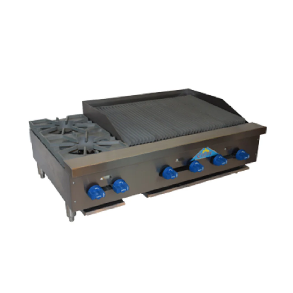 Comstock-Castle FHP42-2.5RB 42 Inch Char-Broiler and Hotplate Gas 2 Burner 24000 BTU Comstock-Castle FHP42-2.5RB 42 Inch Char-Broiler and Hotplate Gas 2 Burner 24000 BTU