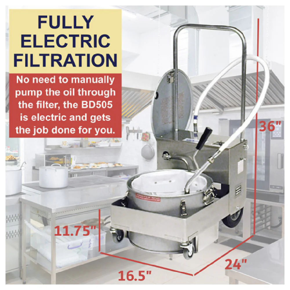 MirOil USA BD505-63460 Oil Filter Machine/Discard Trolley 1 Way Pump For Fryers With Drain Valves
