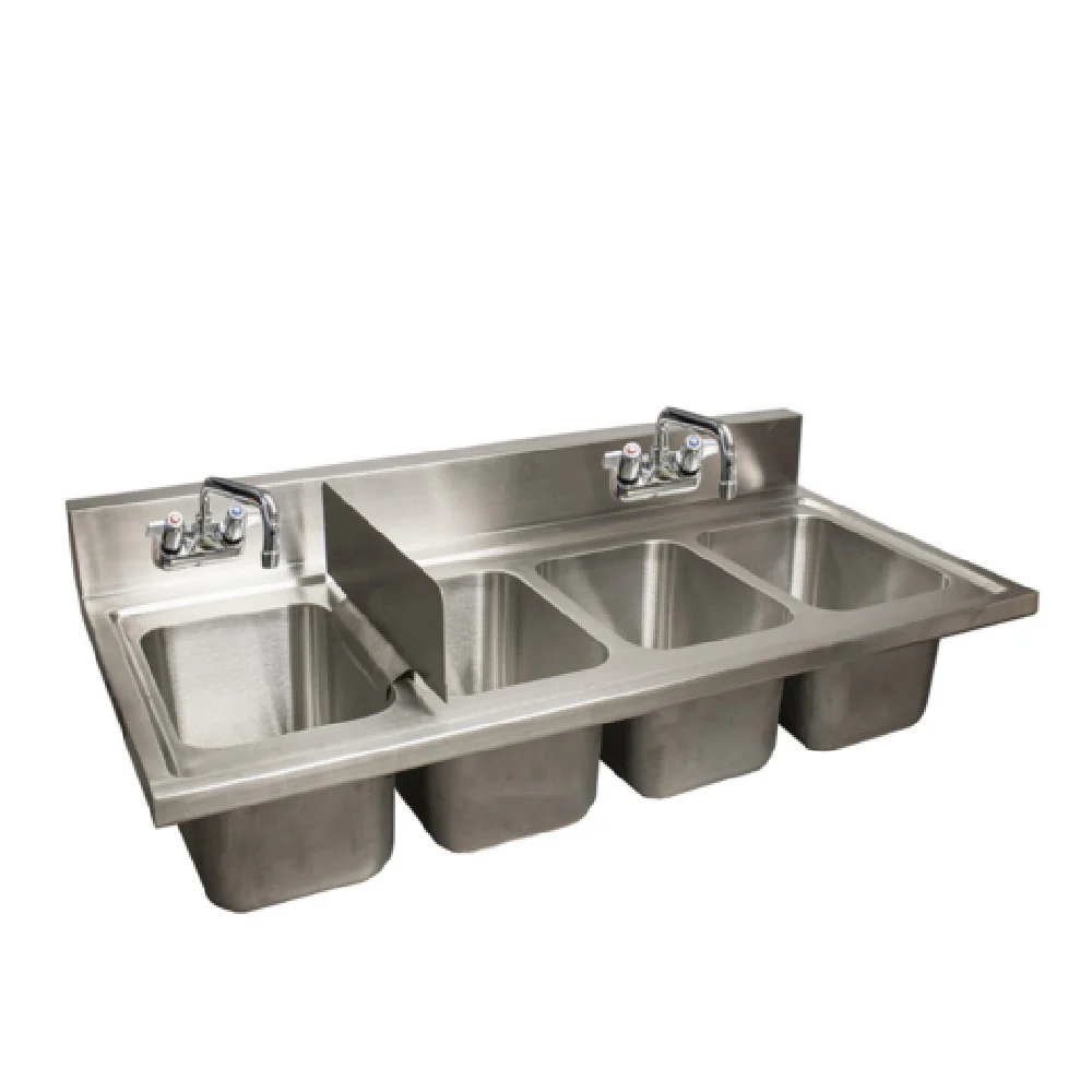 BK Resources DDI4-R5-1014HS-PG 48 Inch Drop-In Sink Stainless Steel Compartment Sink BK Resources DDI4-R5-1014HS-PG 48 Inch Drop-In Sink Stainless Steel Compartment Sink