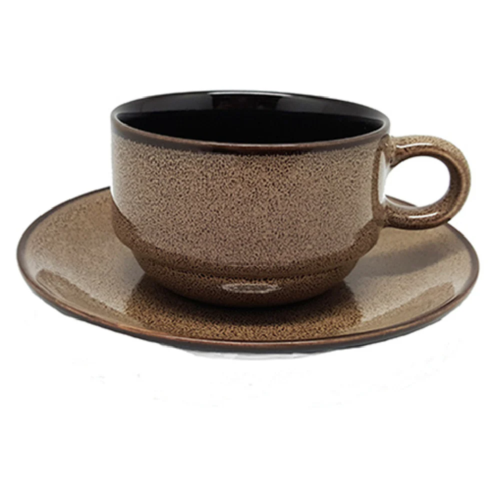 1880 Hospitality L6753059522 6 Oz Coffee Cup Stackable Two-tone Porcelain Chestnut