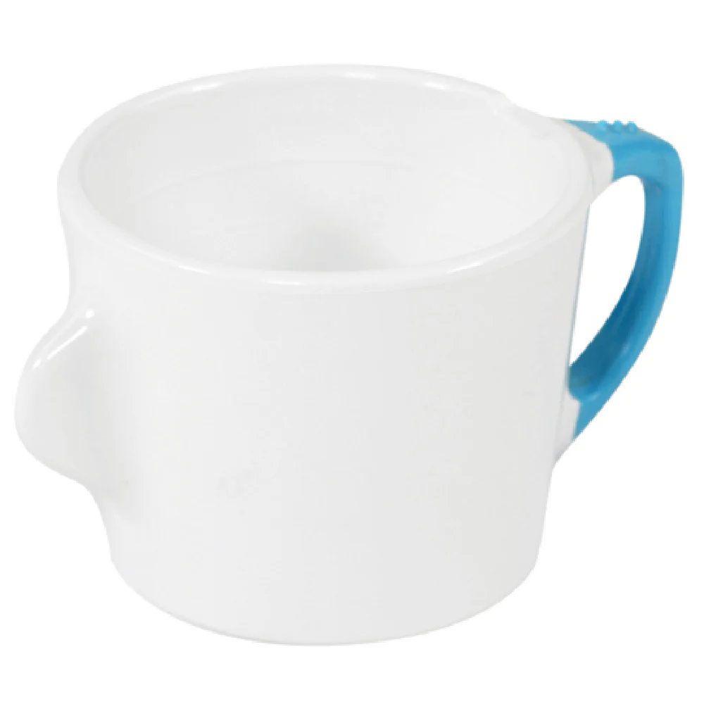 BauscherHepp T3810BL 6-3/4 Oz Cup White with Blue Sensory Handle Melamine
