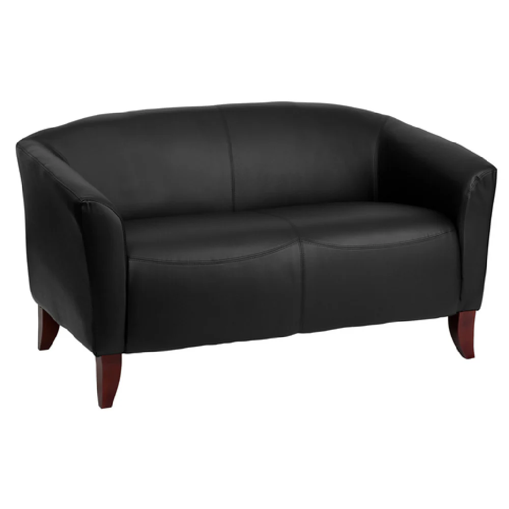 Flash Furniture 111-2-BK-GG 52 Inch Loveseat LeatherSoft Upholstery with Sloping Arms
