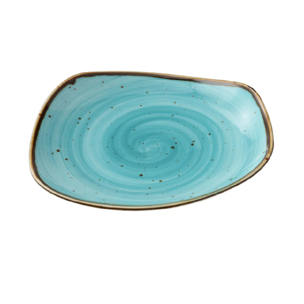 Yanco LY-110TQ 10-1/2 Inch Free Form Plate Glazed Porcelain Turquoise Yanco LY-110TQ 10-1/2 Inch Free Form Plate Glazed Porcelain Turquoise