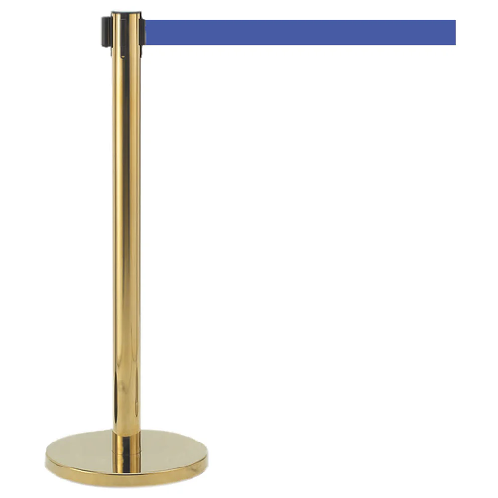 Aarco HBGT-7BL Retractable Belt 7 Ft Blue Metal Base Polished Finish Aarco HBGT-7BL Retractable Belt 7 Ft Blue Metal Base Polished Finish
