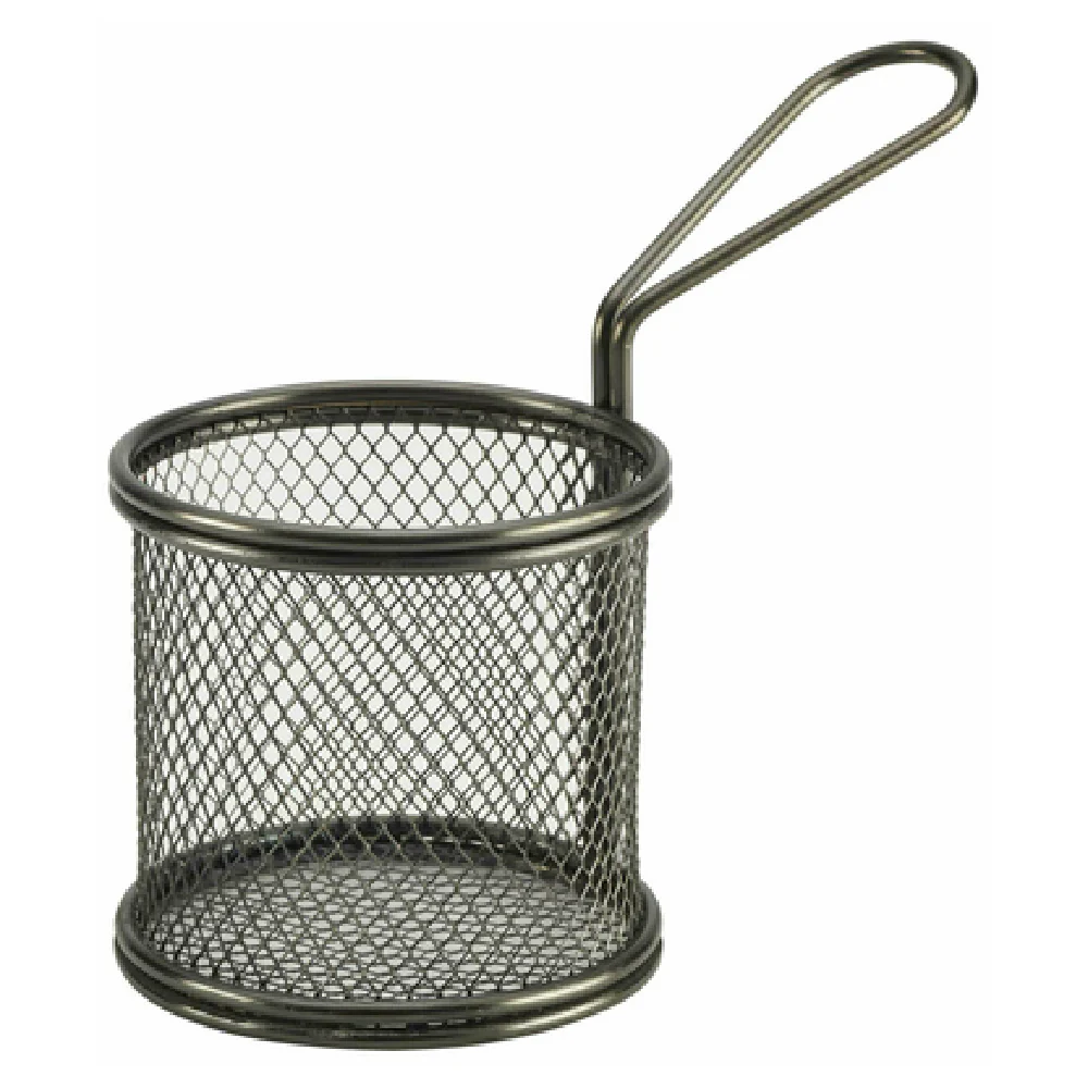 Steelite GWSVBR09BK 3-5/8 Inch Round Serving Fry Basket Black Coated Stainless Steel