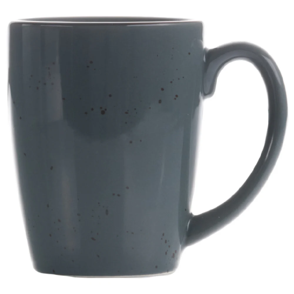 International Tableware 8481-LN 3-1/4 Inch 11 Oz Cup Round with Handle Ceramic Hand-Painted Reactive Glaze Lunar Blue with Dark Brown Trim and Speckles International Tableware 8481-LN 3-1/4 Inch 11 Oz Cup Round with Handle Ceramic Hand-Painted Reactive Glaze Lunar Blue with Dark Brown Trim and Speckles