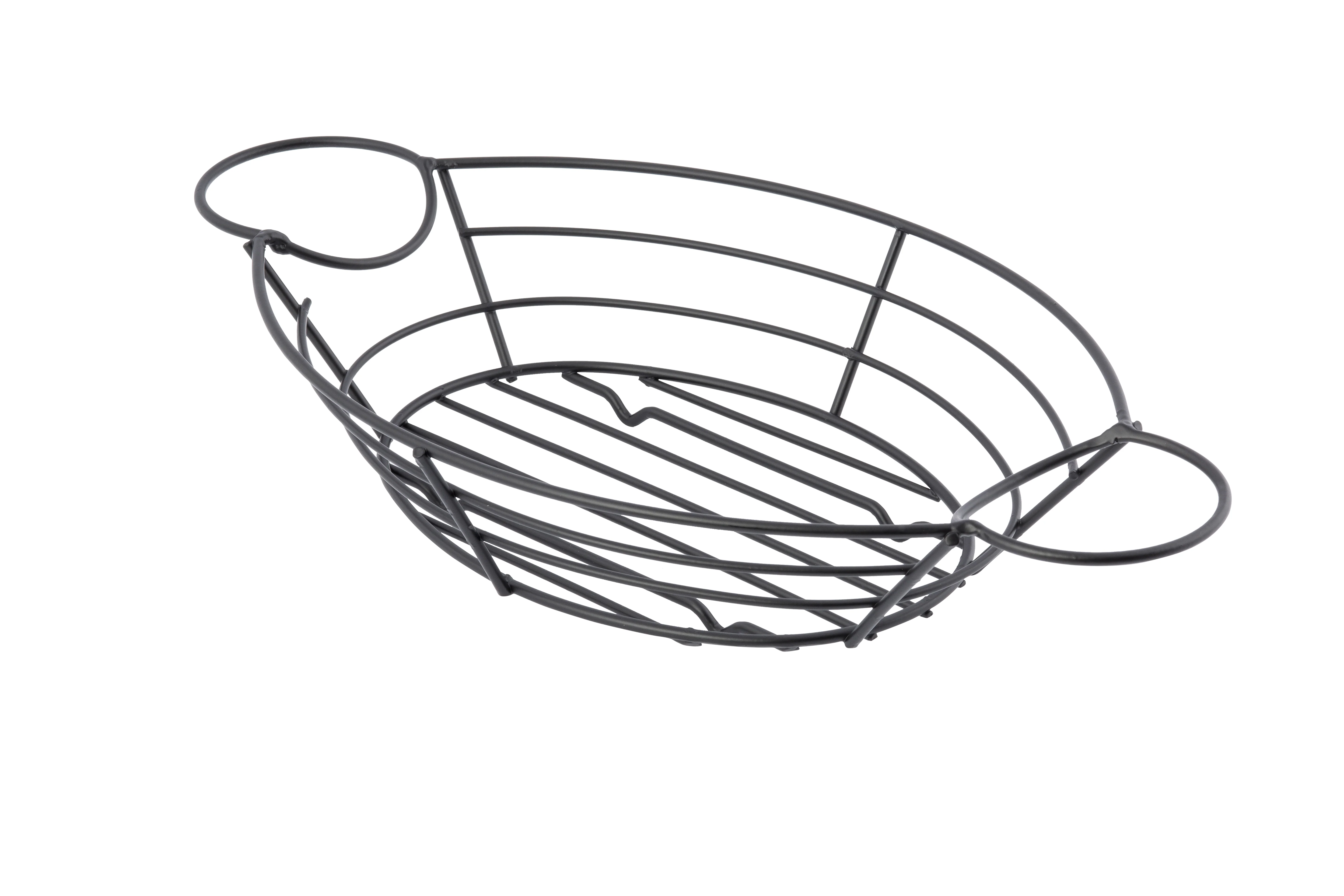 Tablecraft H711372BK 13 Inch Oval Serving Basket with 2 Integrated Ramekin Holders Metal Black Powder Coated Tablecraft H711372BK 13 Inch Oval Serving Basket with 2 Integrated Ramekin Holders Metal Black Powder Coated