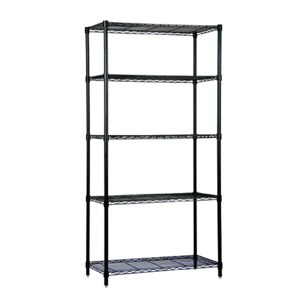 Quantum WR86-3672BK-5 72 Inch Wire Shelving Unit 600 to 800 lb Capacity Antimicrobial Finish