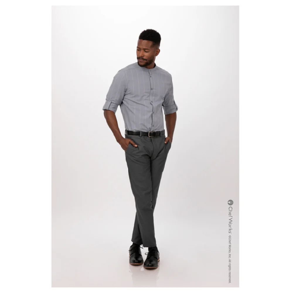 Chef Works SFB03GRY4XL Men's Voce Dress Shirt 4XL Gray Poly/cotton Long Sleeve with Button Tab Chef Works SFB03GRY4XL Men's Voce Dress Shirt 4XL Gray Poly/cotton Long Sleeve with Button Tab