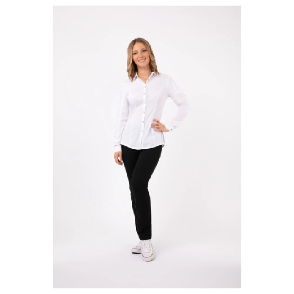 Chef Works SES02W-WHT-L 22 Inch Women's Seville Shirt Stretch Fabric with Snap Closure Chef Works SES02W-WHT-L 22 Inch Women's Seville Shirt Stretch Fabric with Snap Closure