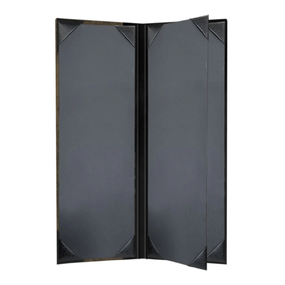 Risch WOOD-4V 4.25X14 Authentic Wood Menu Cover Booklet with Tuxedo Leather Risch WOOD-4V 4.25X14 Authentic Wood Menu Cover Booklet with Tuxedo Leather