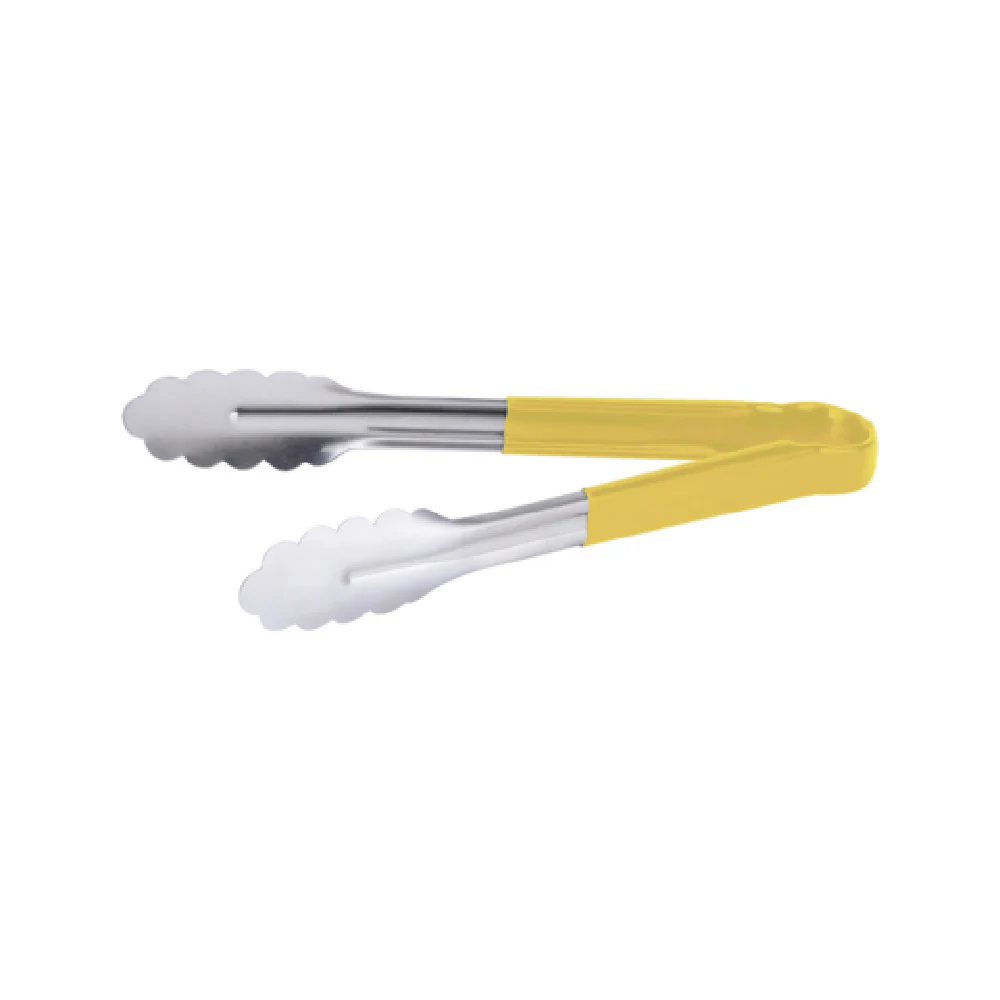 CAC China STCH-10YL 10 Inch Heavy-duty Tongs Stainless Steel Yellow Handle