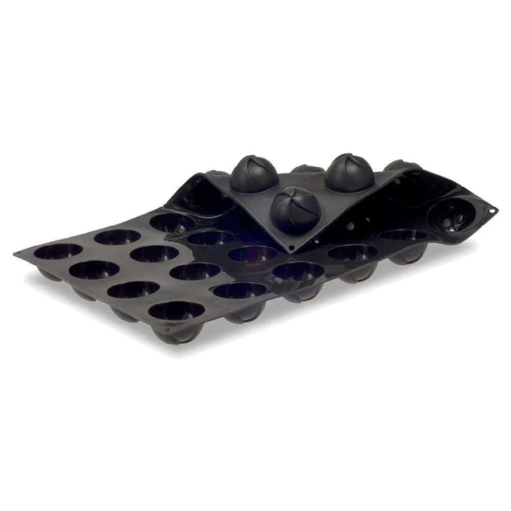 JB Prince M620 L 23-1/2 Inch Pavoni Pavoflex Mold 24 Swirl Dome Black Silicone