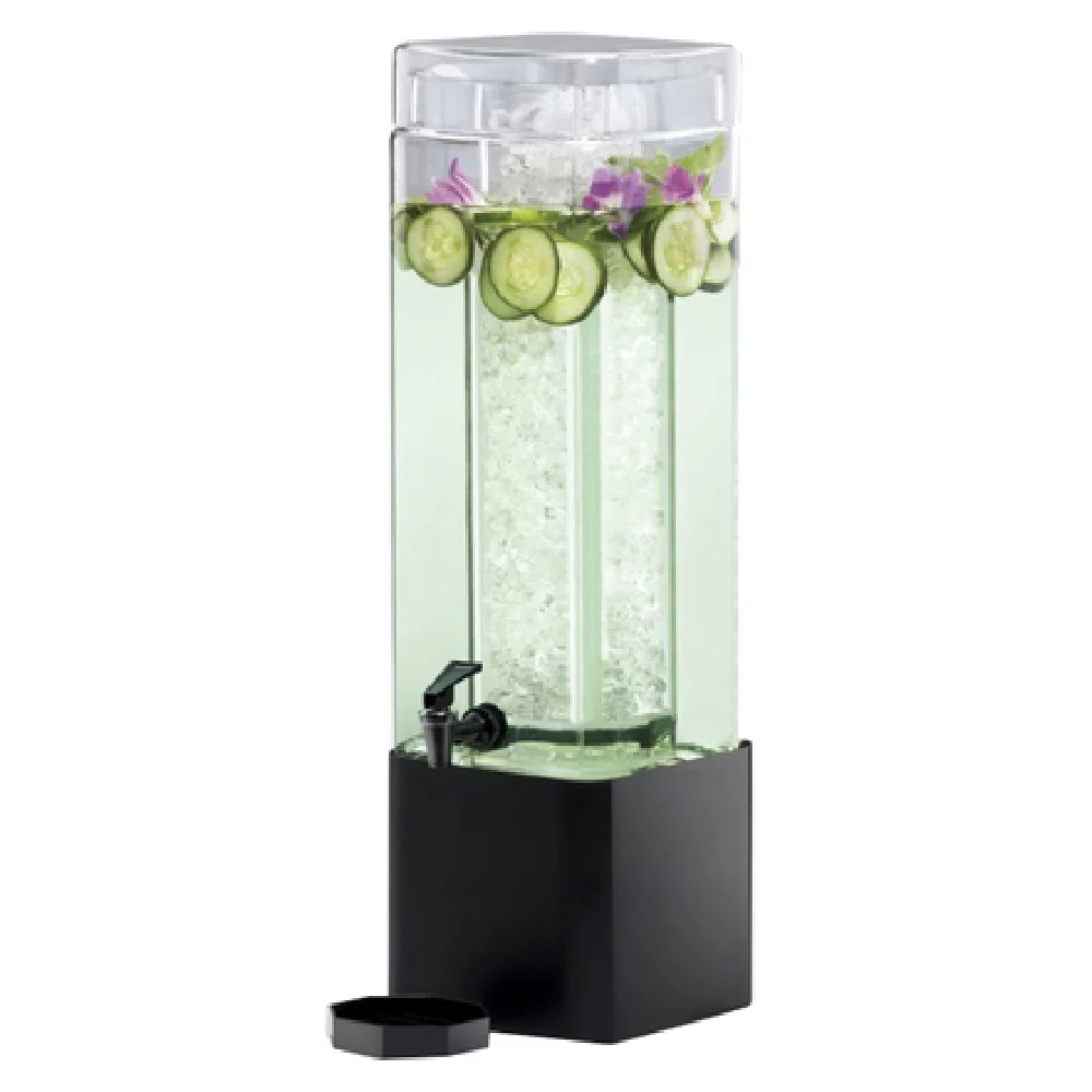 Cal-Mil 1112-3A-13 7 Inch Plexiglass Beverage Dispenser with Ice Chamber Black Metal