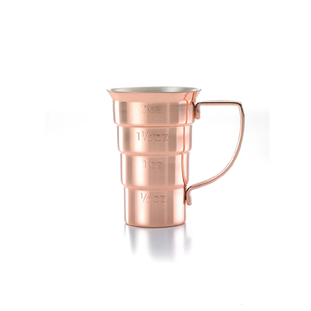 Mercer Culinary M37108CP 2 Oz Jigger Stepped with Handle Stainless Steel Copper Plated Mercer Culinary M37108CP 2 Oz Jigger Stepped with Handle Stainless Steel Copper Plated