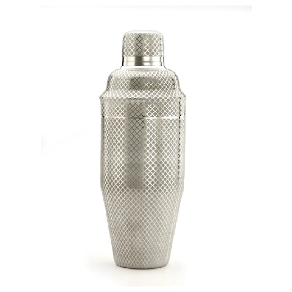 Mercer Culinary M37205 24 Oz Bar Cocktail Shaker 3-piece Stainless Steel with Diamond Lattice Mercer Culinary M37205 24 Oz Bar Cocktail Shaker 3-piece Stainless Steel with Diamond Lattice