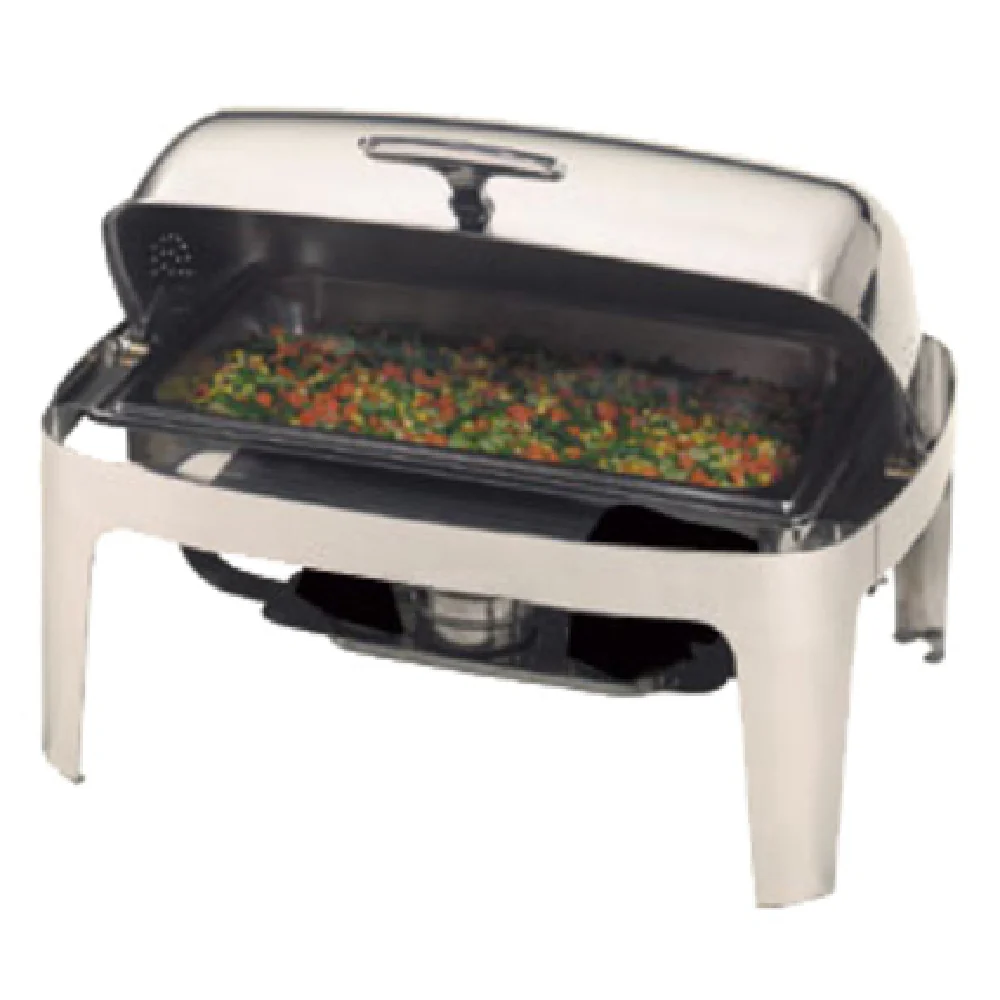 American Metalcraft ADAGIORT26 26 Inch Rectangular 9 Qt Roll Top Chafer Stainless Steel with Food and Water Pans