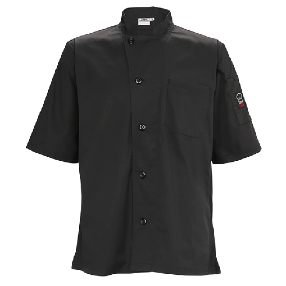 Winco UNF-9KXXL Cook's Shirt Tapered Fit Black with Chest and Thermometer Pockets