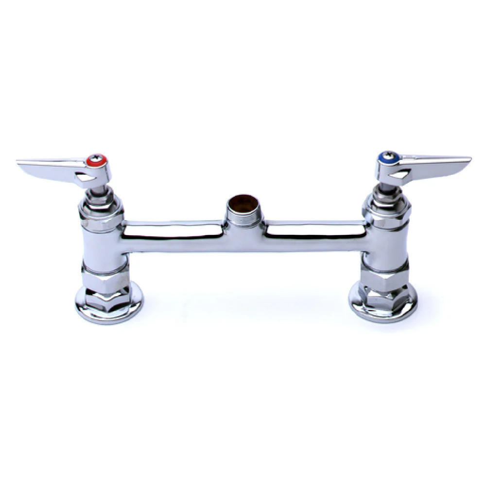 T&S Brass B-0220-LN 8 Inch Deck Mount Mixing Faucet Low Lead Stainless Steel with Lever Handles