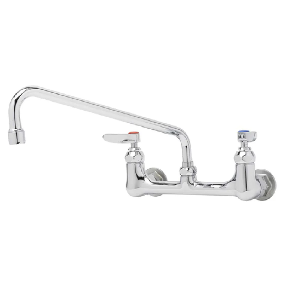 T&S Brass B-0231-AM Sink Mixing Faucet 8 Inch Centers Wall Mount with Antimicrobial Handles