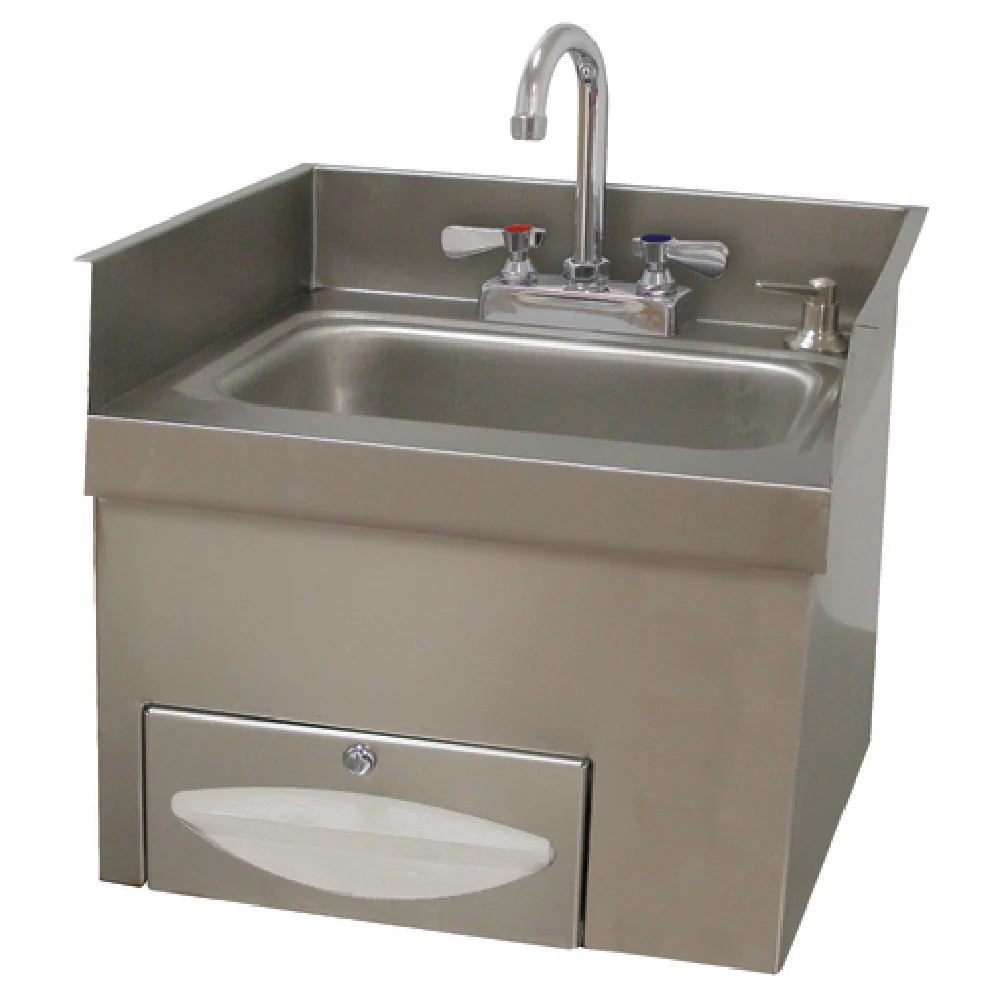 Advance Tabco 7-PS-42 14 Inch Recessed Hand Sink with Gooseneck Faucet and Dispensers Advance Tabco 7-PS-42 14 Inch Recessed Hand Sink with Gooseneck Faucet and Dispensers