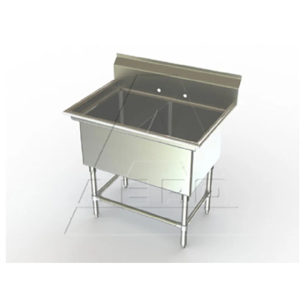 AERO Manufacturing 2F2-2418 41-1/2 Inch Two Compartment Sink Stainless Steel with 10 Inch Backsplash