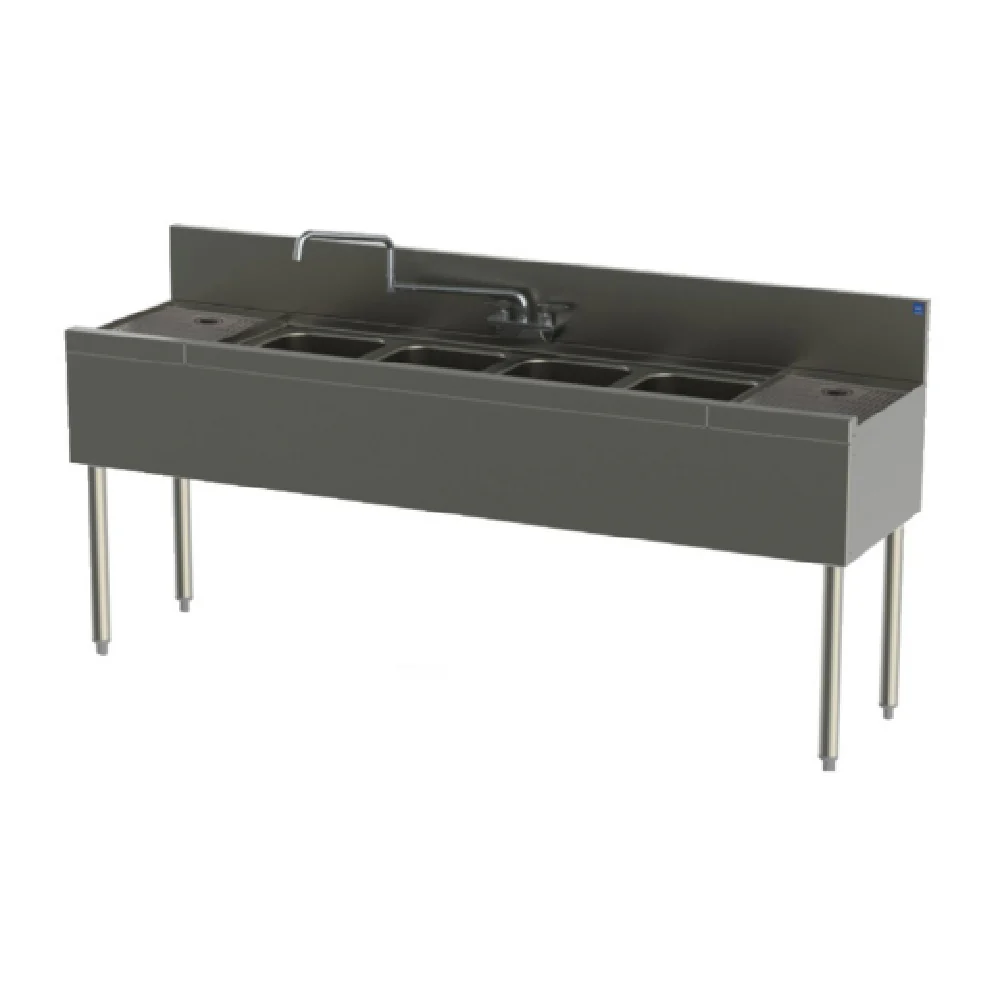 Perlick TS64C 72 Inch Four Compartment Underbar Sink Stainless Steel with Drainboards Perlick TS64C 72 Inch Four Compartment Underbar Sink Stainless Steel with Drainboards