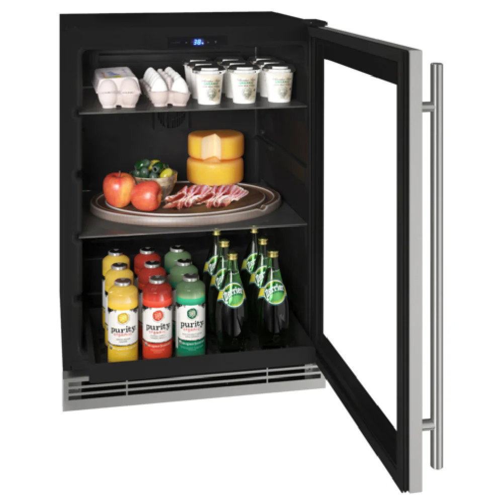 U-Line Corporation UHRE124-SG01A 23 Inch Undercounter Refrigerator Reach-in Black and Stainless Steel