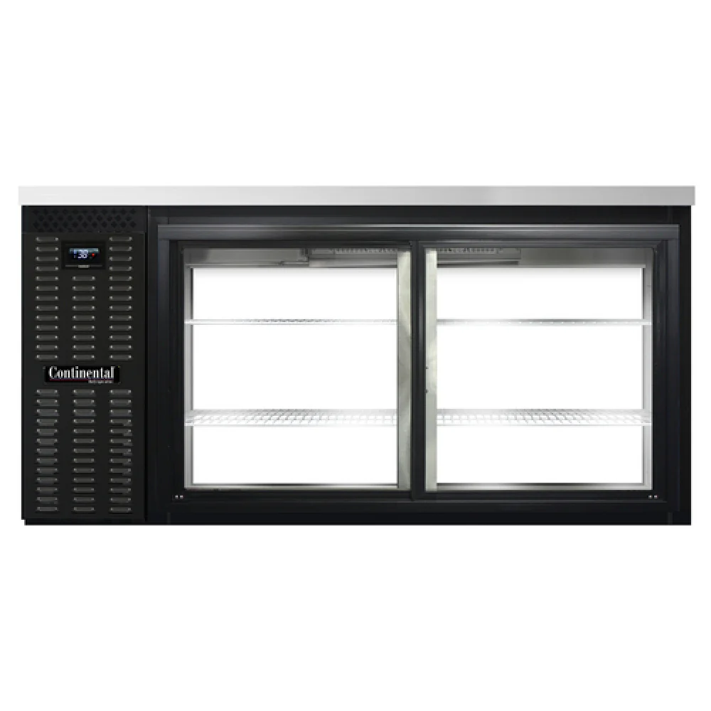 Continental Refrigerator BB69NSGDPT 69 Inch Pass-thru Refrigerated Back Bar Cooler 26 Cubic Feet Black Enamel