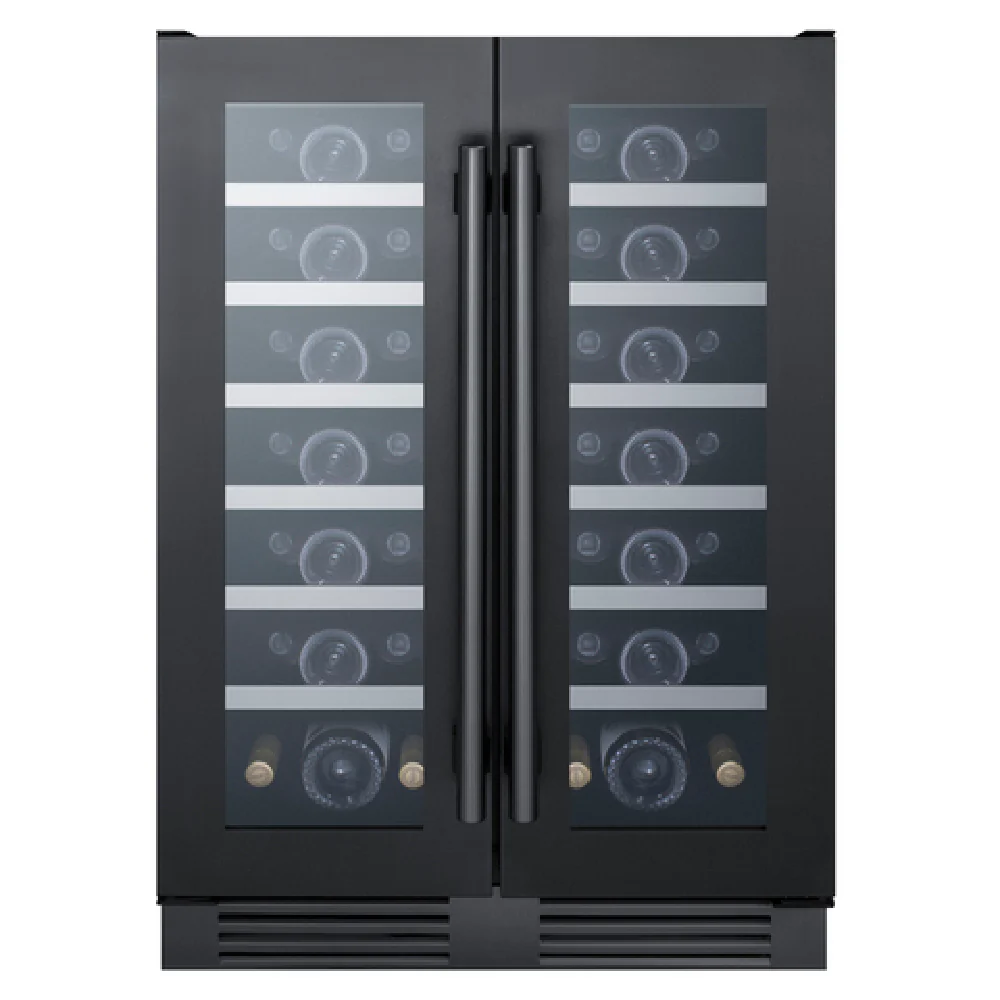 Summit SWC24GKS 24 Inch Wine Cellar Electric Wine Cabinet Black with Wood Shelves Summit SWC24GKS 24 Inch Wine Cellar Electric Wine Cabinet Black with Wood Shelves