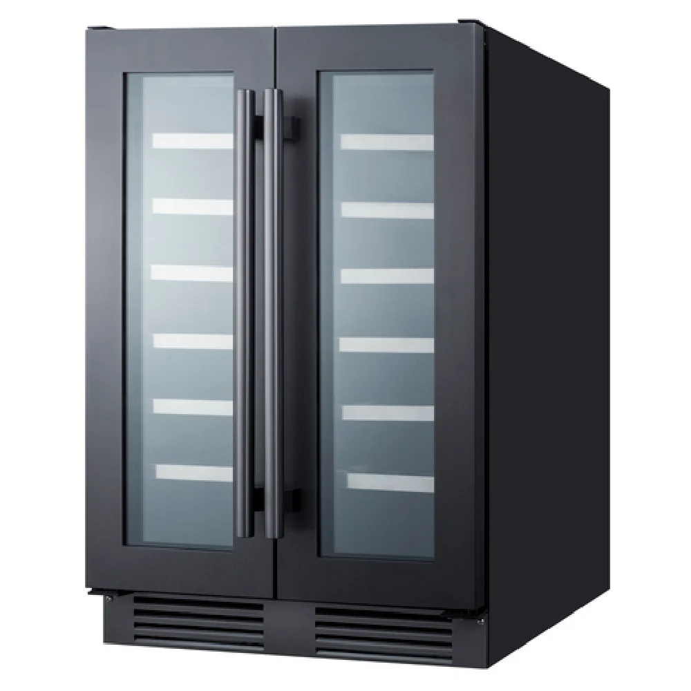 Summit SWC24GKS 24 Inch Wine Cellar Electric Wine Cabinet Black with Wood Shelves Summit SWC24GKS 24 Inch Wine Cellar Electric Wine Cabinet Black with Wood Shelves