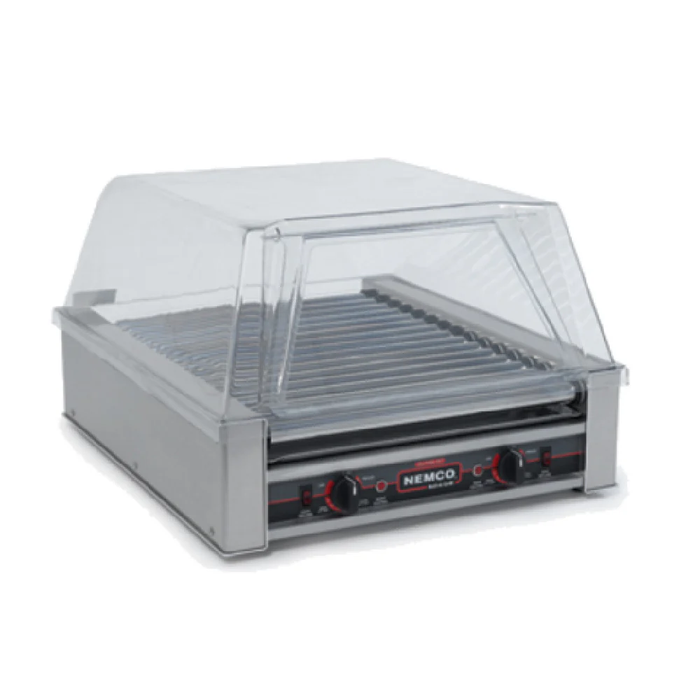 Nemco 8045SXN-220 22 Inch Roller Electric Hot Dog Grill Stainless Steel with GripsIt Coated Rollers Nemco 8045SXN-220 22 Inch Roller Electric Hot Dog Grill Stainless Steel with GripsIt Coated Rollers