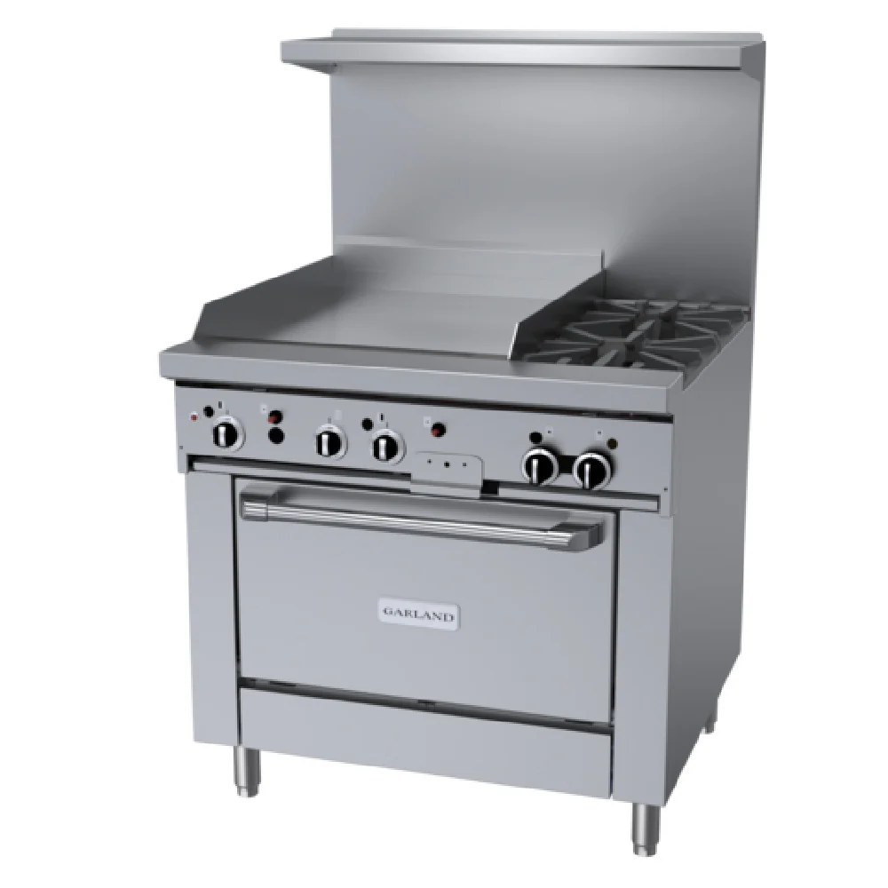 Garland GFE36-2G24R_LP 36 Inch Gas Restaurant Range with 2 Open Burners 26000 BTU and 24 Inch Griddle