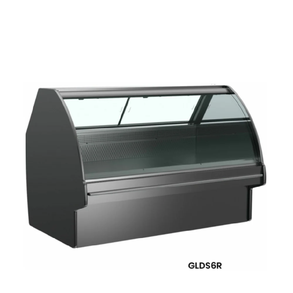 Structural Concepts GLDS6R 75 Inch Fusion Service Refrigerated Deli Merchandiser Black Interior Stainless Steel with Curved Lift-up Front Glass Structural Concepts GLDS6R 75 Inch Fusion Service Refrigerated Deli Merchandiser Black Interior Stainless Steel with Curved Lift-up Front Glass