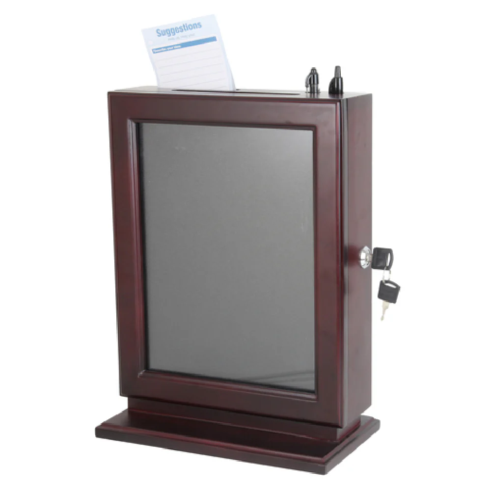 Alpine Industries ADI632 10-1/2 Inch Suggestion Box with Lock and Key Mahogany Finish Alpine Industries ADI632 10-1/2 Inch Suggestion Box with Lock and Key Mahogany Finish