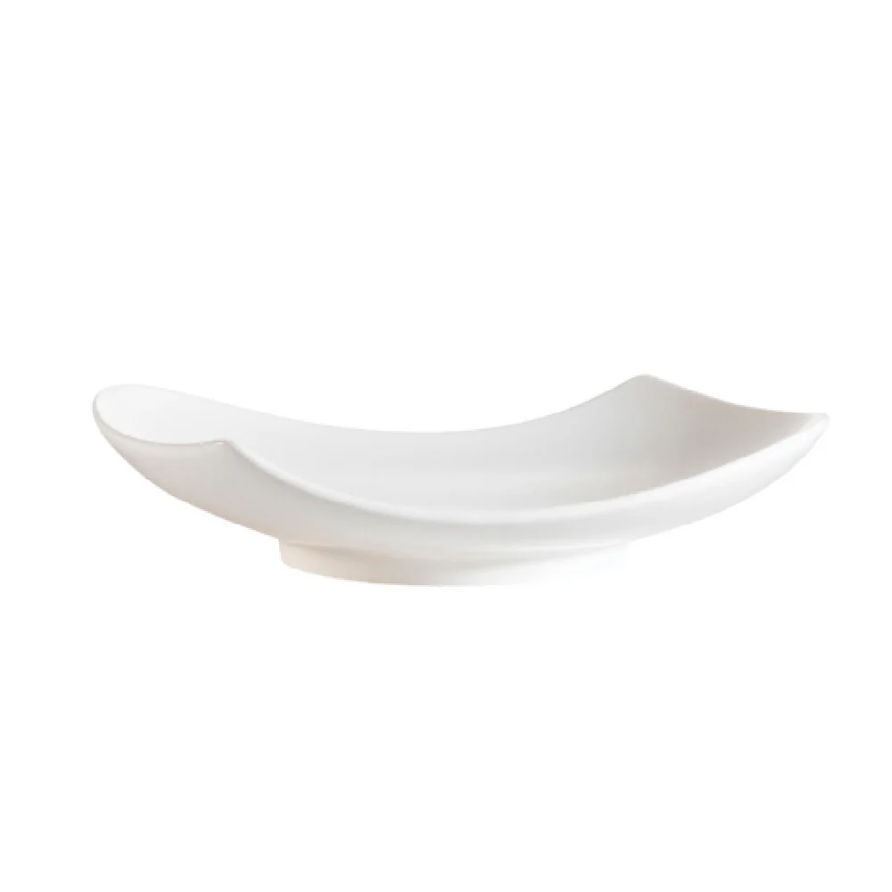 CAC China PCH-12 12 Inch Accessories Peach Plate Free-form Shape Porcelain
